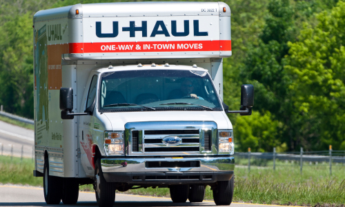 U-Haul driving on road